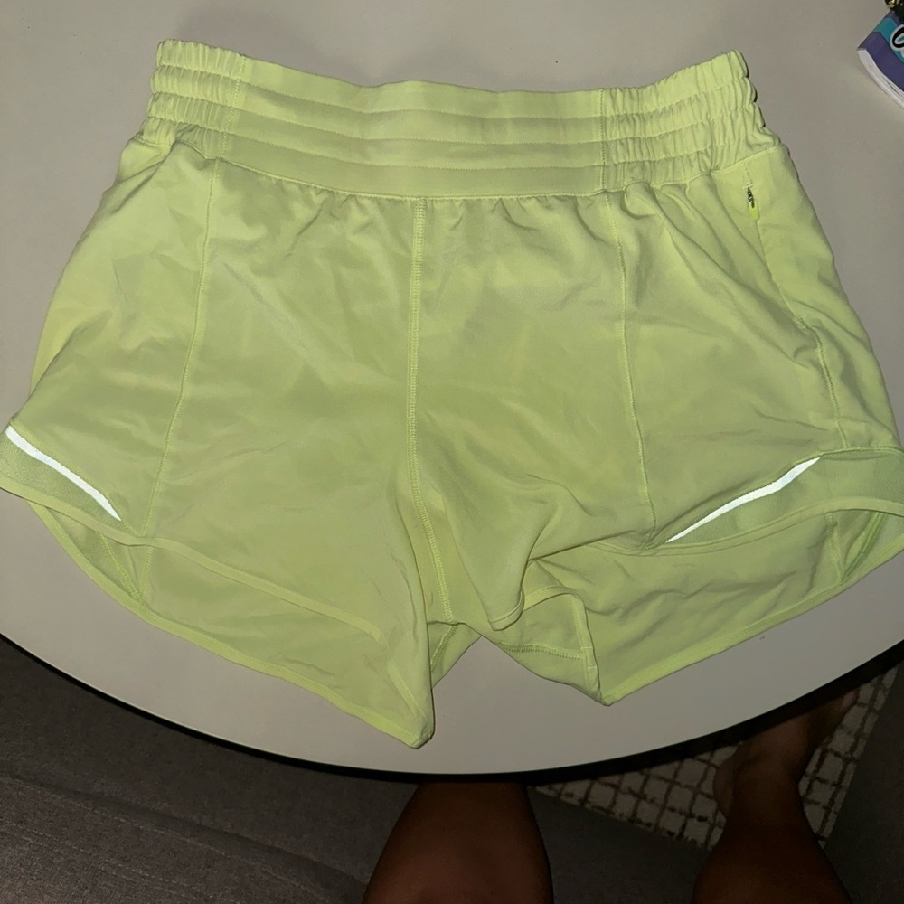 Electric Lemon Lululemon High Rise Hotty Hot 4” Shorts